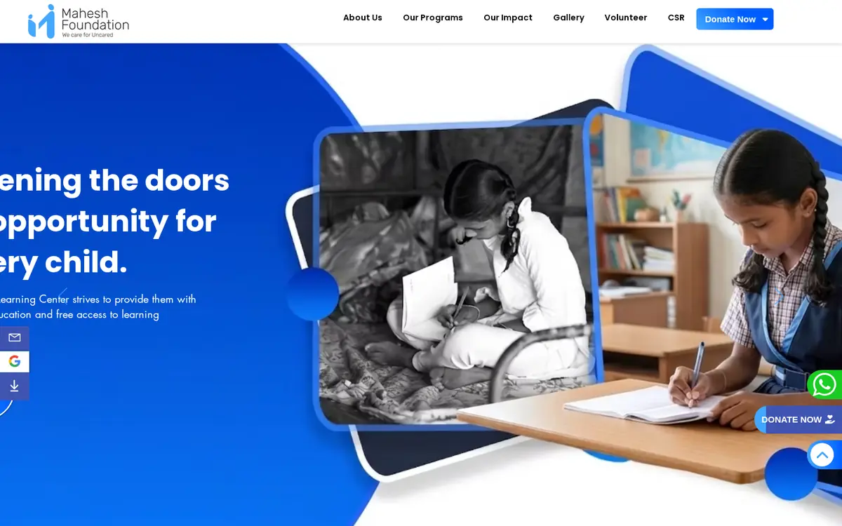 Mahesh Foundation desktop website - Mahesh Foundation – Digital Website Experience - Subscriptions Community