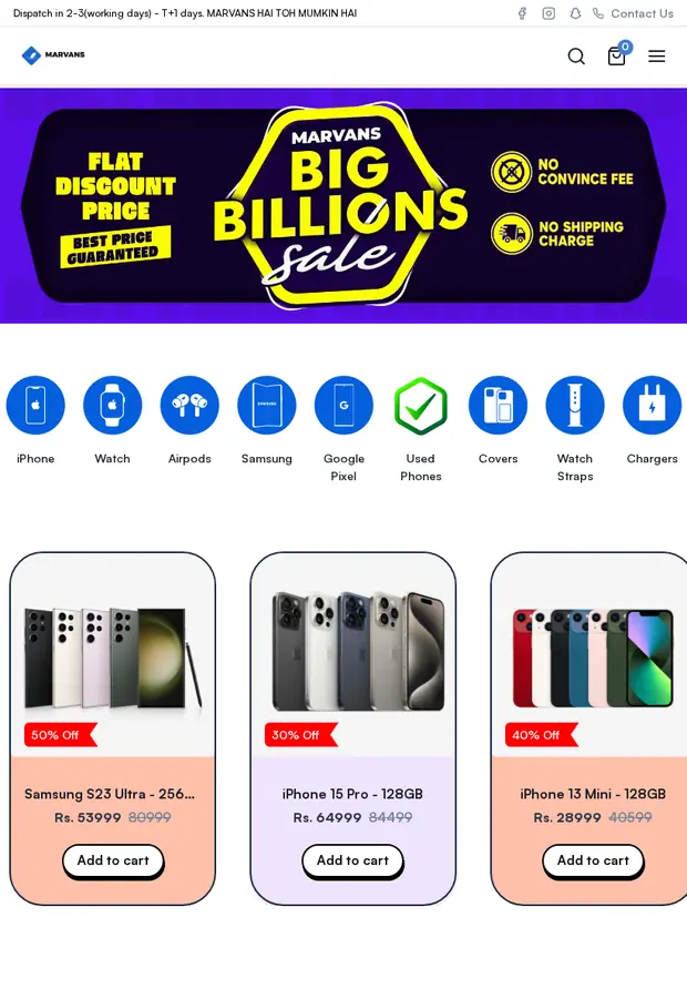 Marvans Mobile tablet website - Marvans Mobile – Smartphone Ecommerce Platform - Subscriptions Community