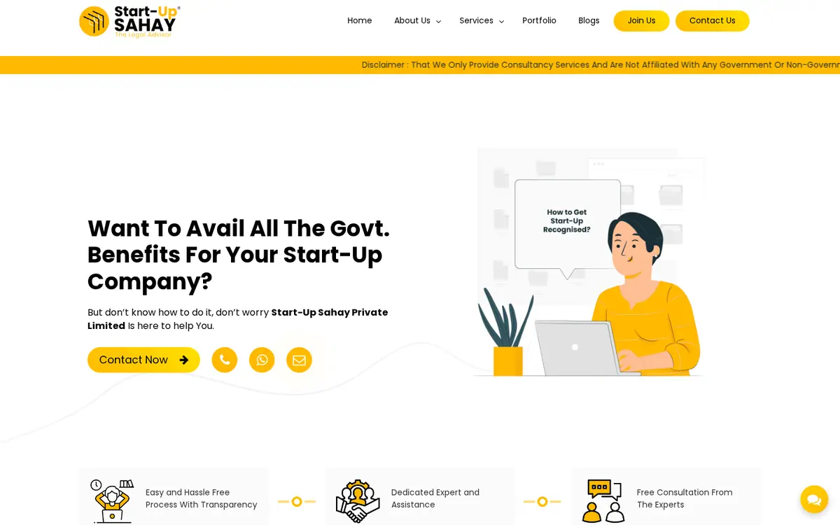Start-Up Sahay desktop website - Startup Sahay – Business Consultancy Platform - Subscriptions Community